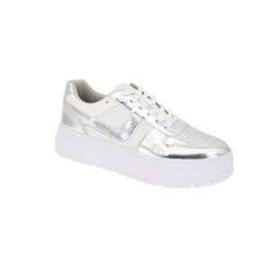 BCBGeneration Womens Katina Lace-Up Platform Sneakers Silver Size 6 NEW